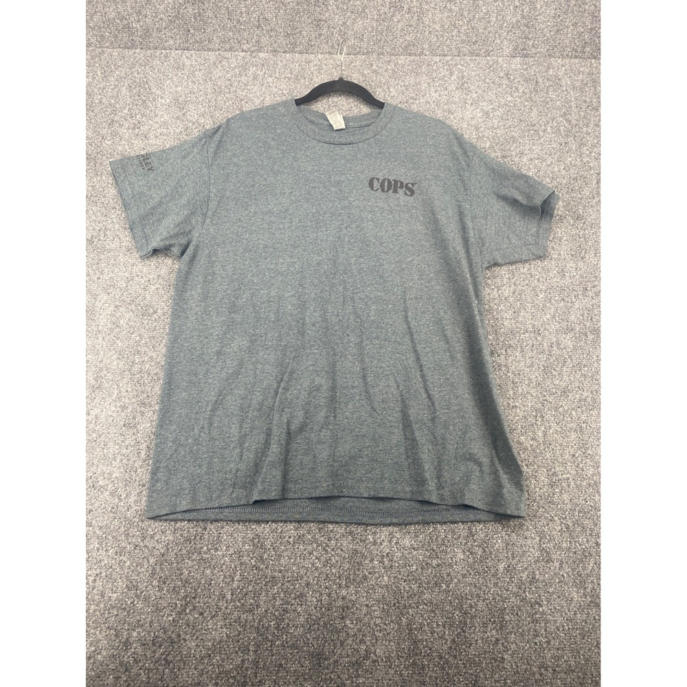 Gildan COPS TV Show Graphic T-Shirt Mens Large Gray Short Sleeve Cotton Tee L